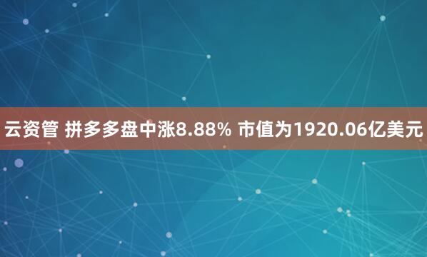 云资管 拼多多盘中涨8.88% 市值为1920.06亿美元